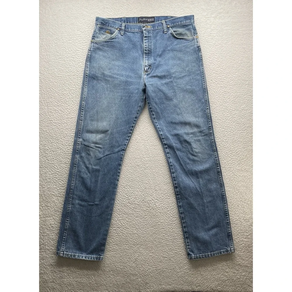 Wrangler Jeans Mens 38x34 George Straight Cowboy Cut Natural Wear Faded 13MGSHD